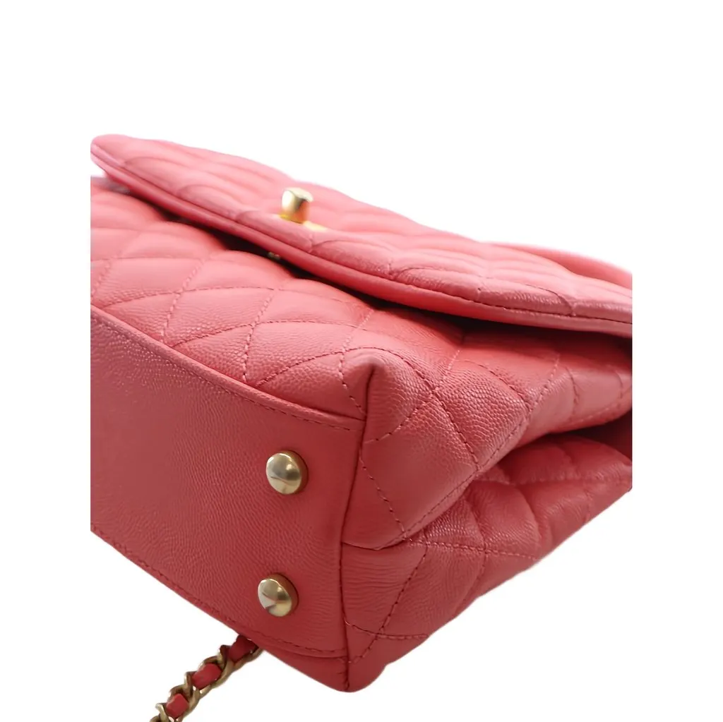 Chanel Mini Quilted Caviar Coco Top Handle Bag Pink Leather Very good - Box View
