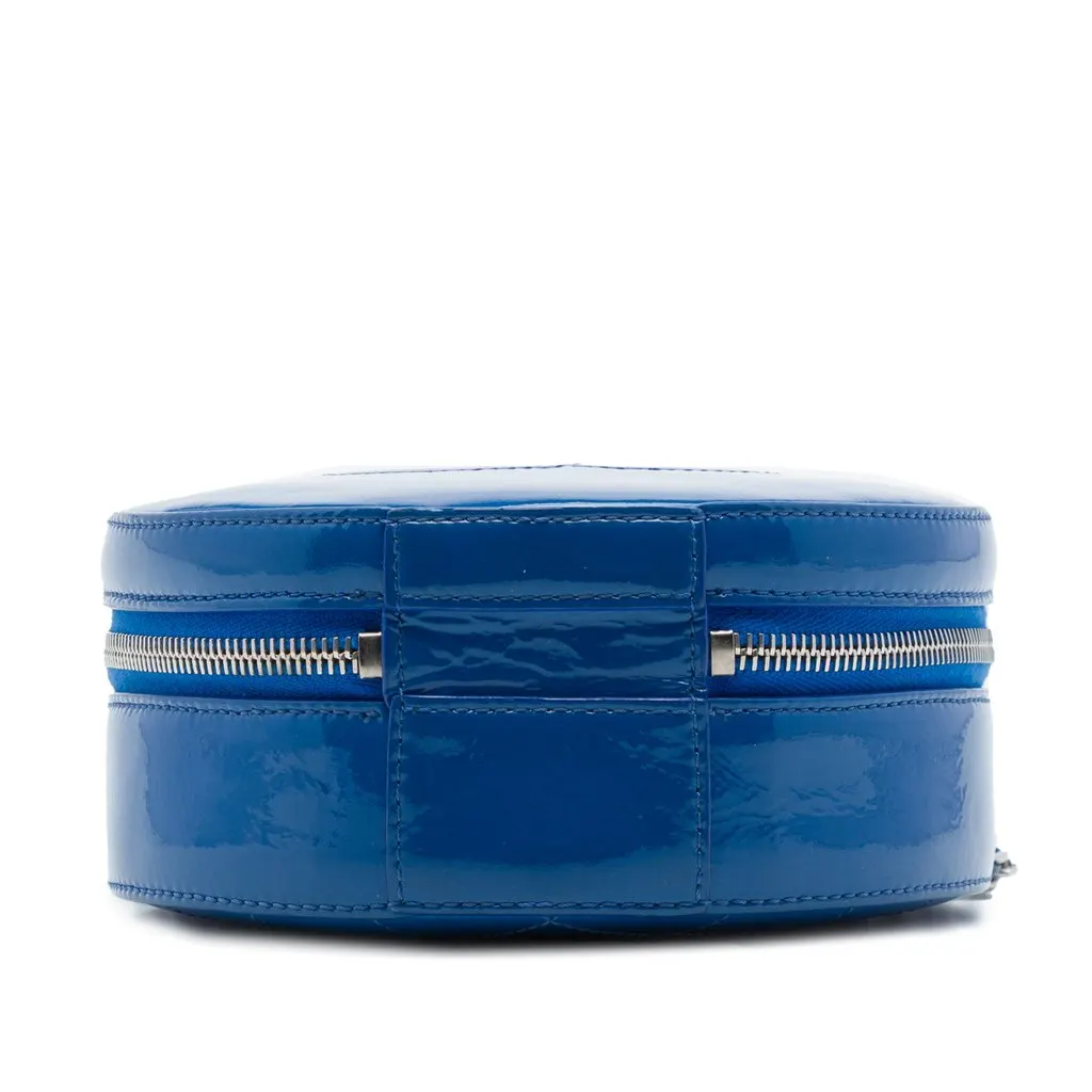 Chanel CC Patent Round As Earth Bag Blue Leather Good - Inside View
