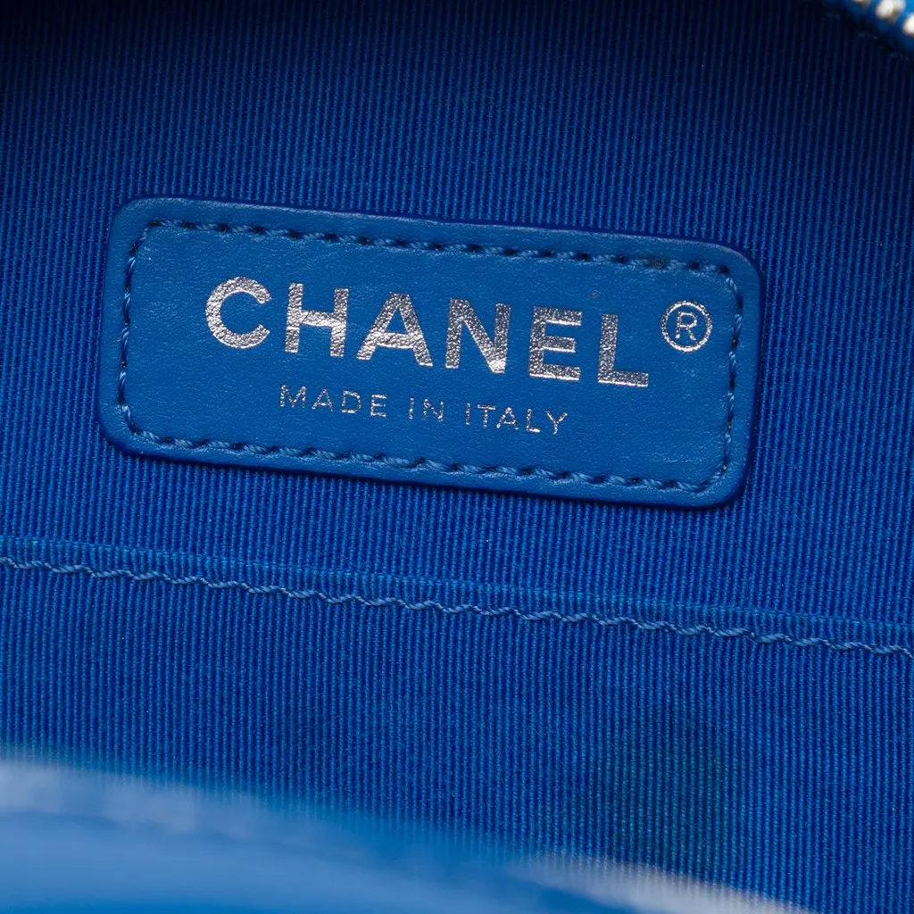 Chanel CC Patent Round As Earth Bag Blue Leather Good - Box View