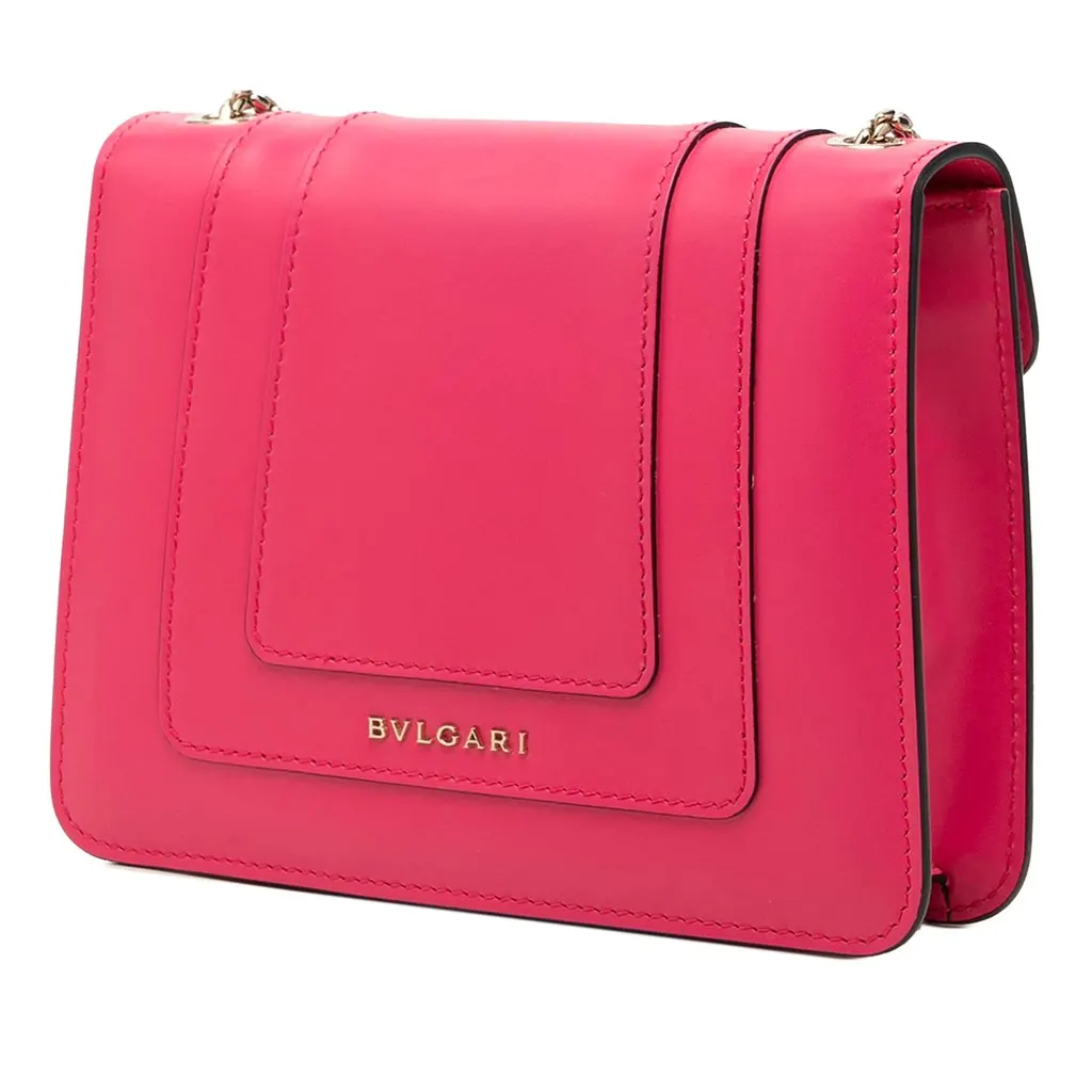 Bvlgari Small Leather Square Serpenti Forever Chain Crossbody Pink Leather Very good - Back View