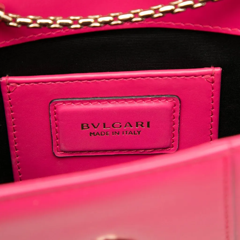 Bvlgari Small Leather Square Serpenti Forever Chain Crossbody Pink Leather Very good - Box View