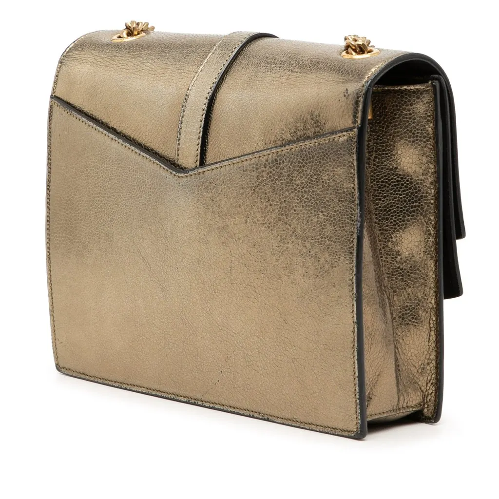 Saint Laurent Medium Metallic Leather Monogram Sulpice Crossbody Brown Leather Very good - Back View