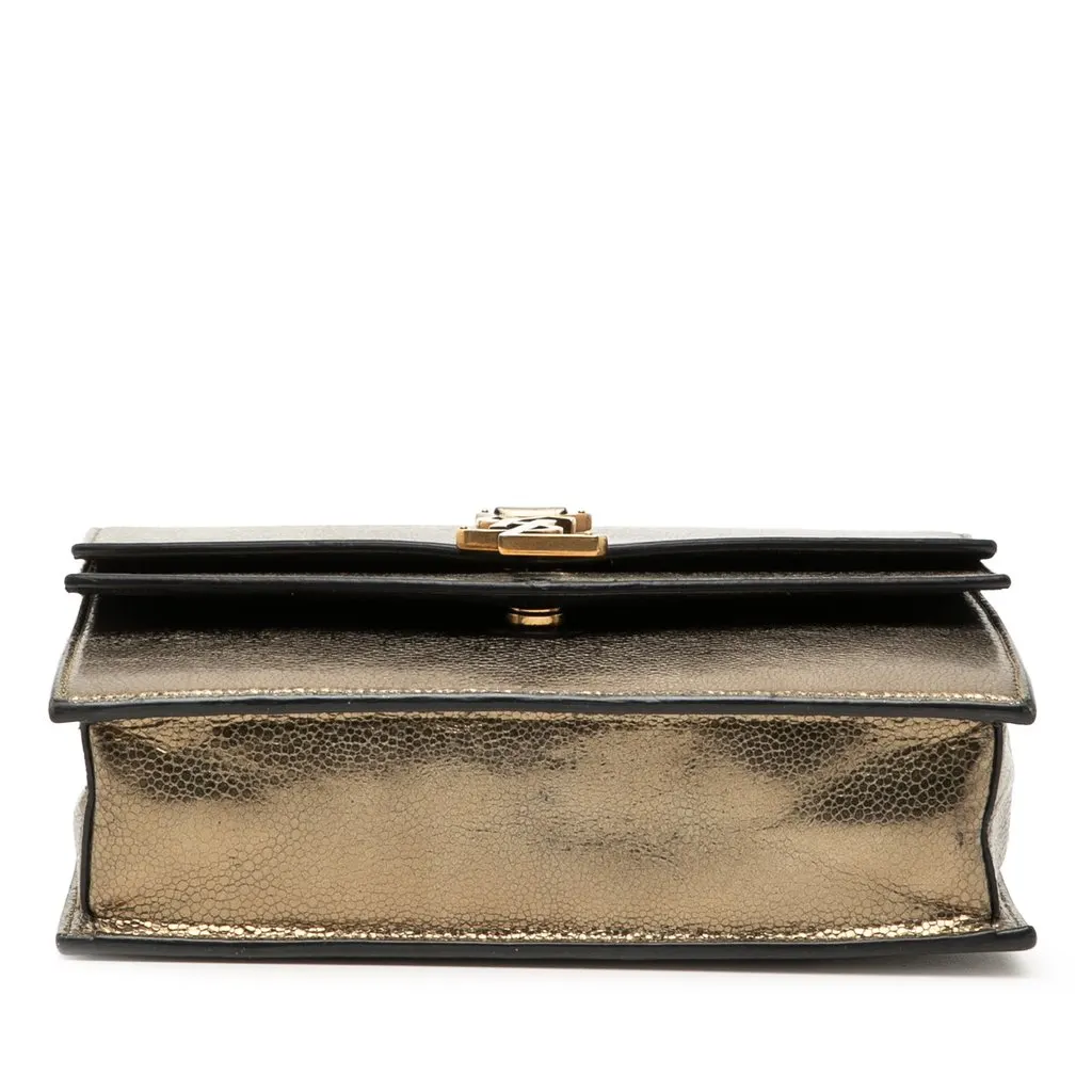 Saint Laurent Medium Metallic Leather Monogram Sulpice Crossbody Brown Leather Very good - Inside View