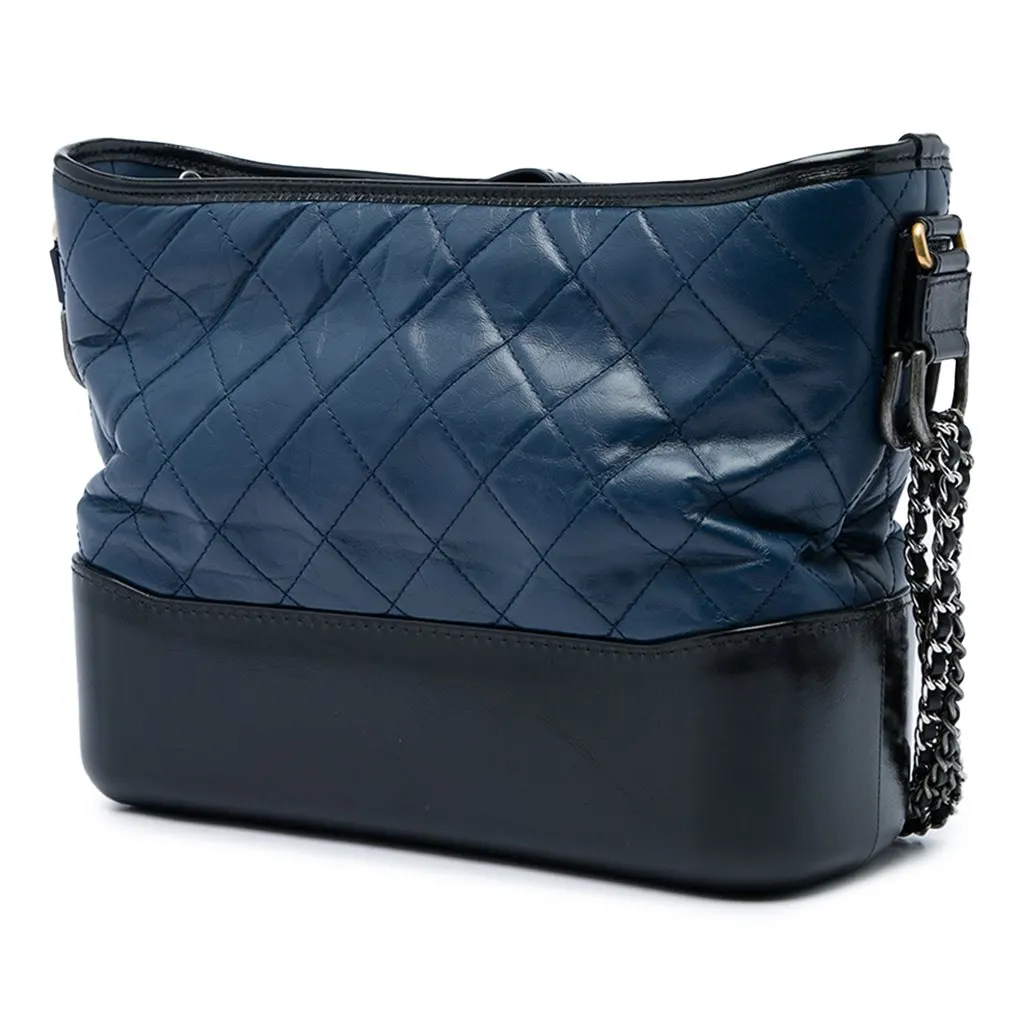Chanel Medium Bicolor Quilted Aged Calfskin Gabrielle Hobo Blue Leather Very good - Back View