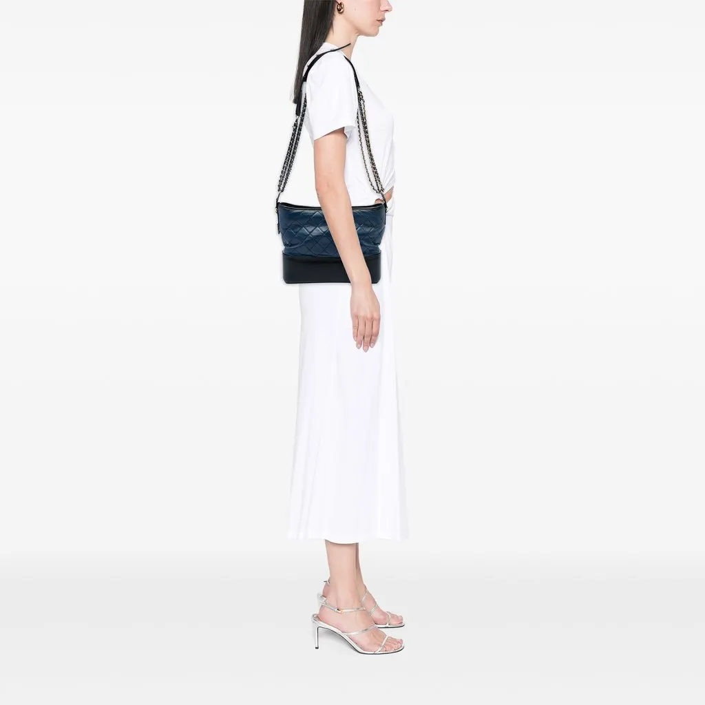 Chanel Medium Bicolor Quilted Aged Calfskin Gabrielle Hobo Blue Leather Very good - Box View
