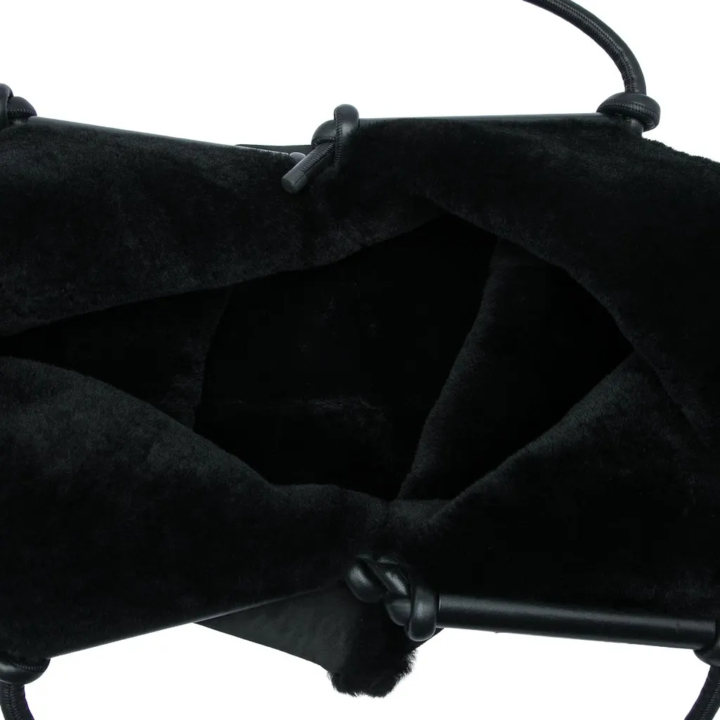 Bottega Veneta Suede and Shearling Bolster Reversible Tote Black Suede Very good - Model View