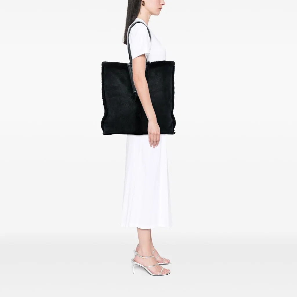 Bottega Veneta Suede and Shearling Bolster Reversible Tote Black Suede Very good - Box View