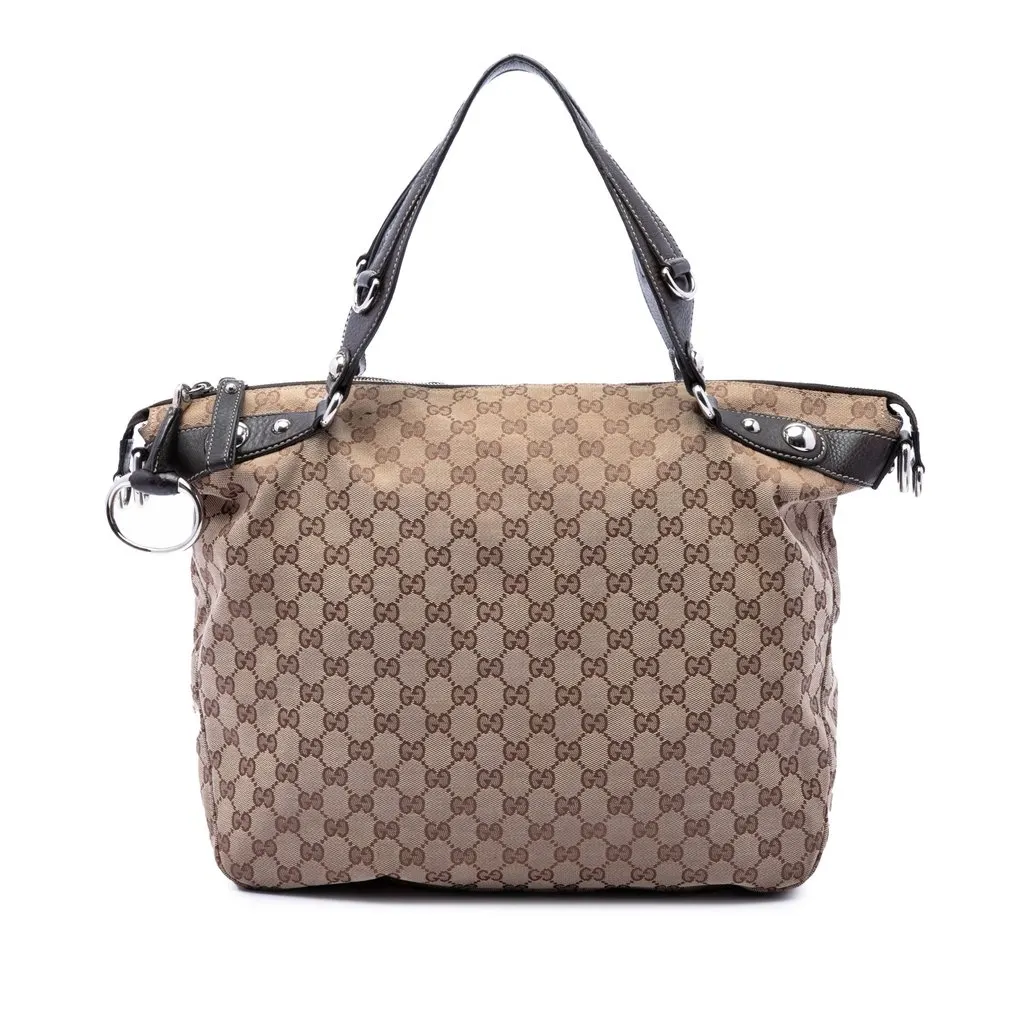 Gucci GG Canvas Icon Bit Satchel Beige Very good - Front View