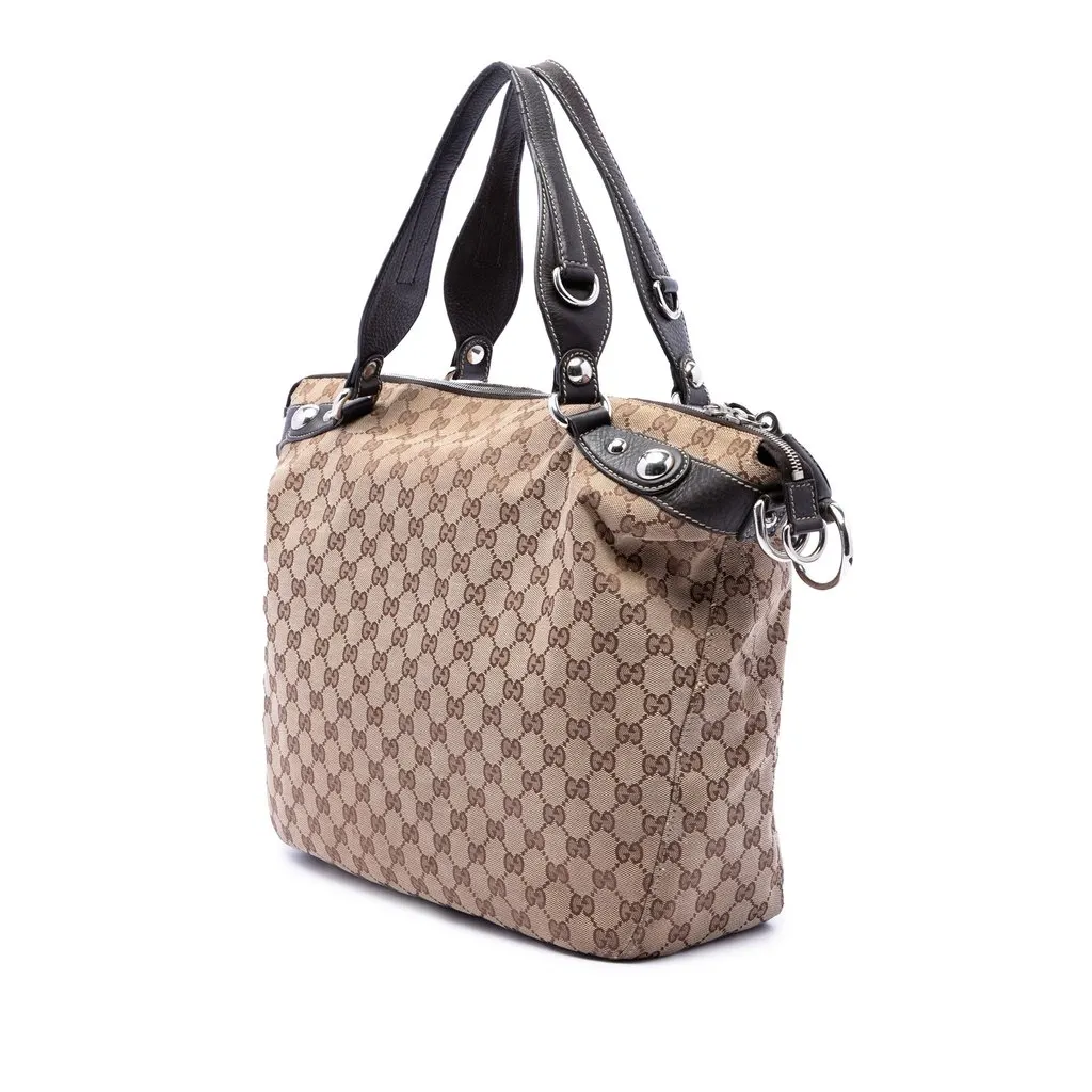Gucci GG Canvas Icon Bit Satchel Beige Very good - Back View