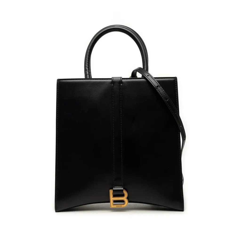 Balenciaga Small Soft Leather Hourglass Tote Black Leather Very good - Front View