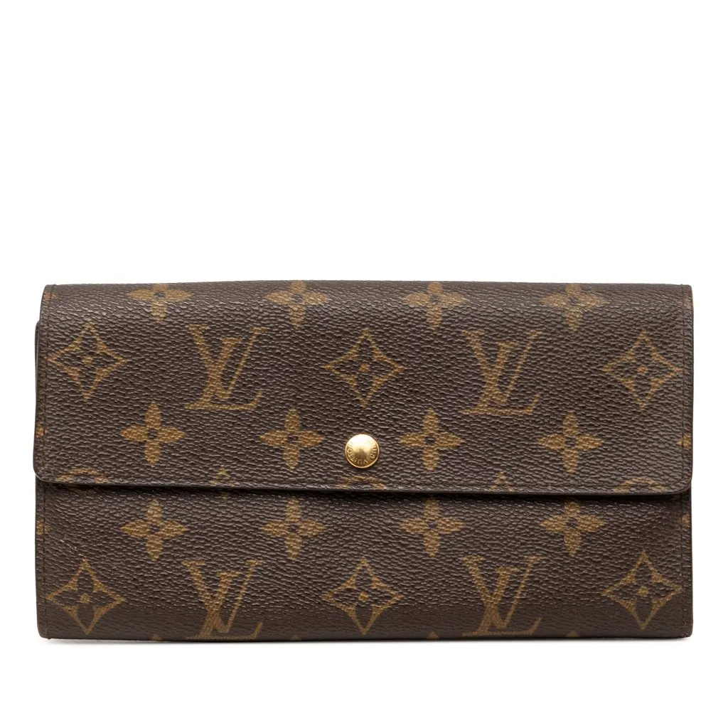 Louis Vuitton Monogram Sarah Long Wallet Brown Very good - Front View