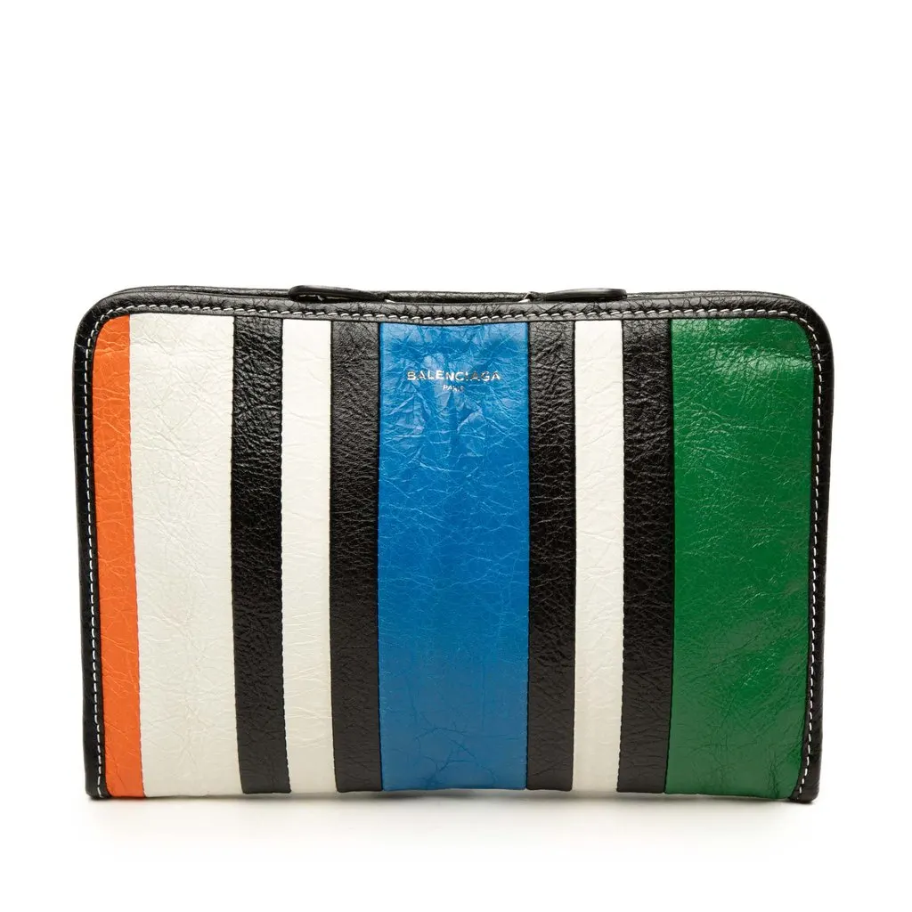 Balenciaga Lambskin Bazar Clutch Black Leather Very good - Front View