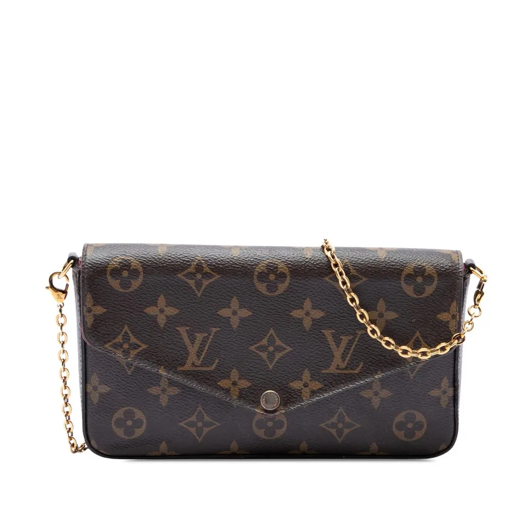 Louis Vuitton Monogram Pochette Felicie Brown Canvas Good - Front View