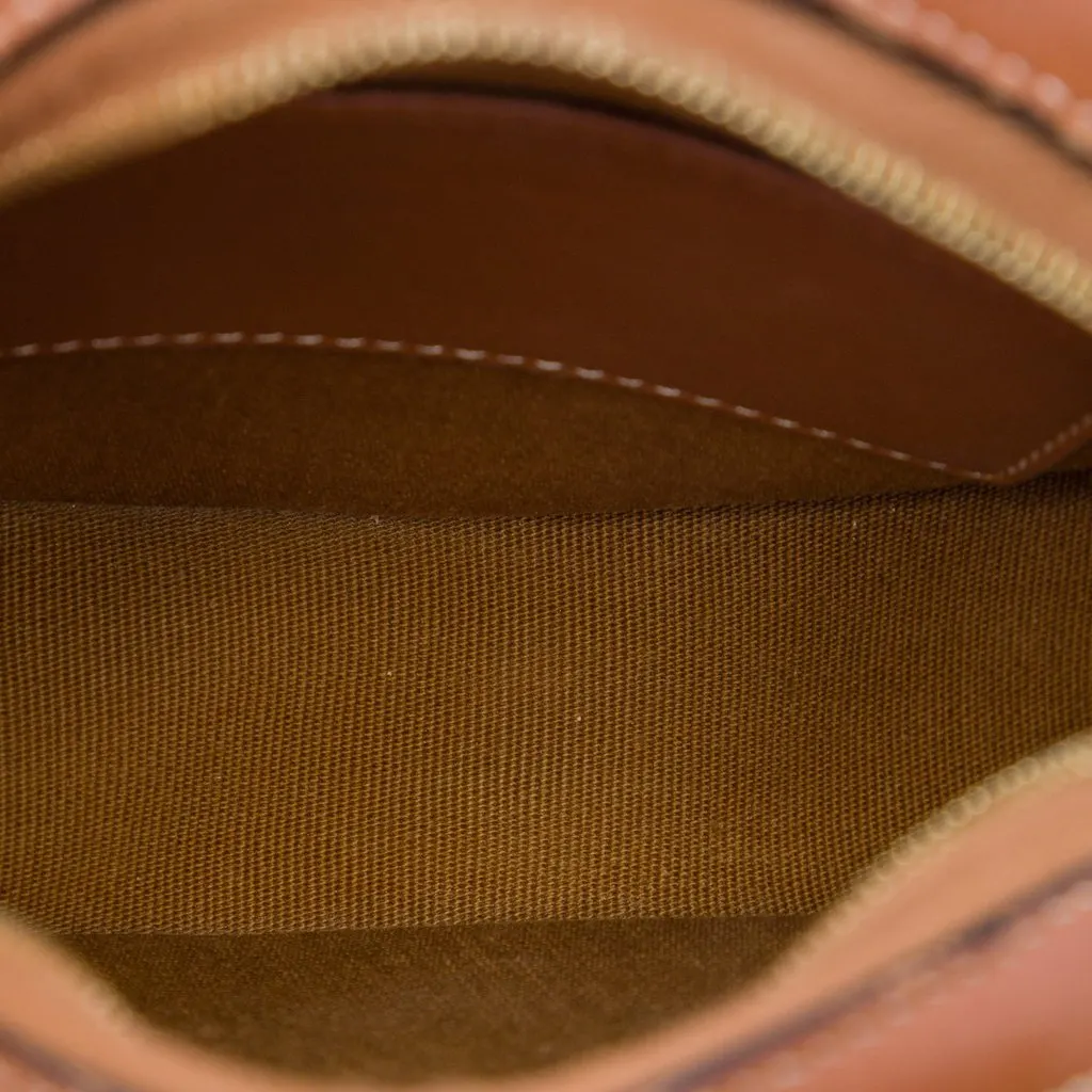 Celine Triomphe Coated Canvas Embroidered Round Purse on Strap White Very good - Model View