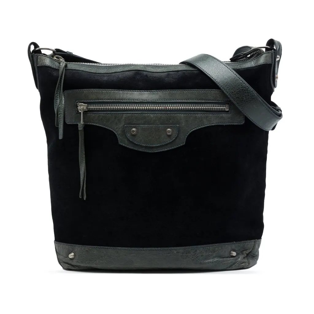 Balenciaga Bicolor Suede The Mens Day Crossbody Black Leather Very good - Front View
