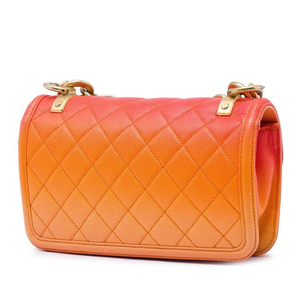 Chanel Small Quilted Caviar Sunset On The Sea Flap Orange Leather Very good - Back View