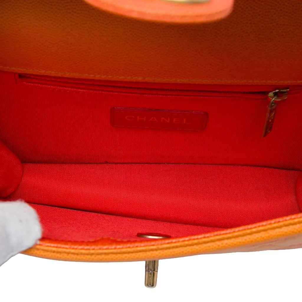 Chanel Small Quilted Caviar Sunset On The Sea Flap Orange Leather Very good - Model View
