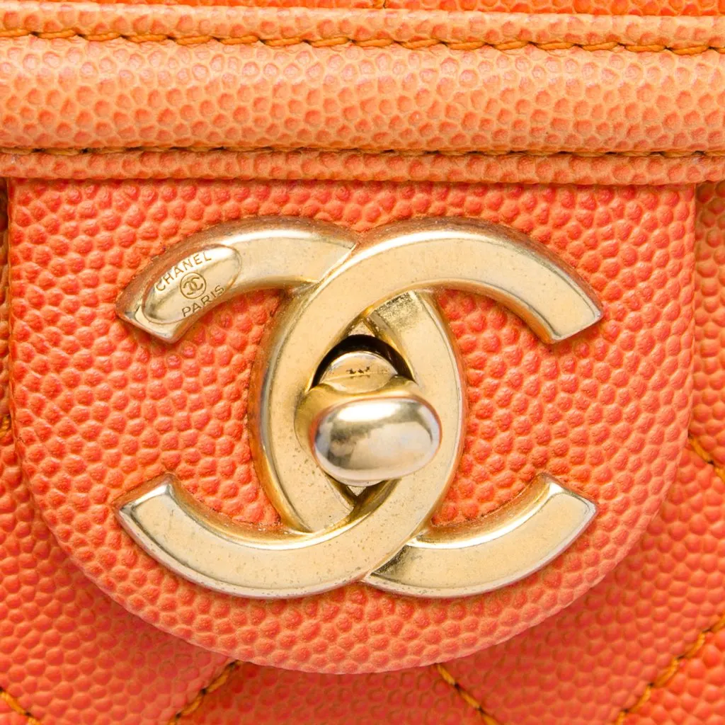 Chanel Small Quilted Caviar Sunset On The Sea Flap Orange Leather Very good - Box View