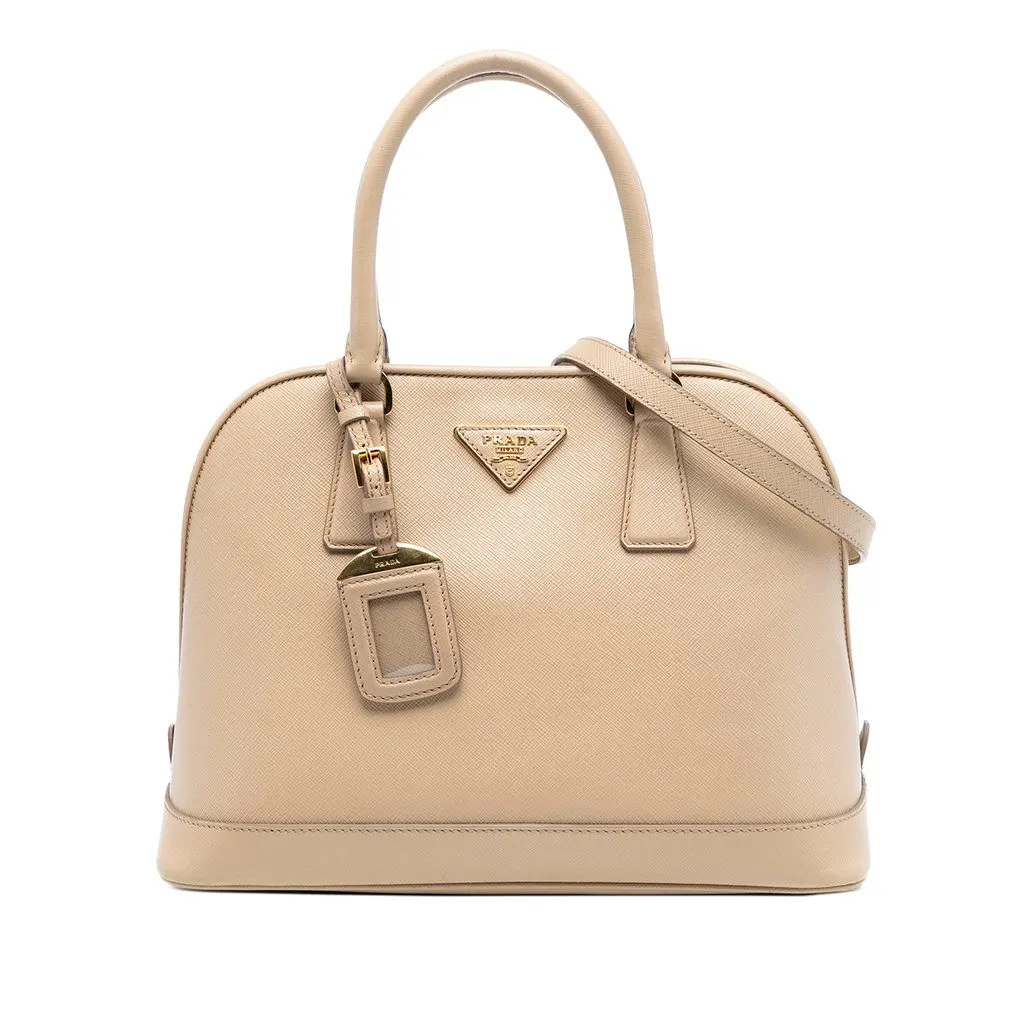 Prada Medium Saffiano Lux Open Promenade Satchel Brown Leather Very good - Front View