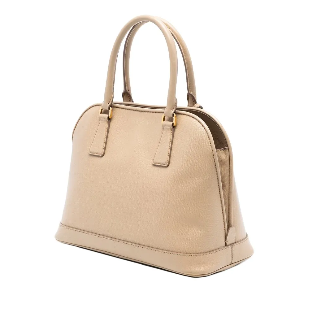 Prada Medium Saffiano Lux Open Promenade Satchel Brown Leather Very good - Back View