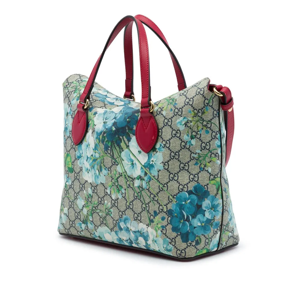 Gucci GG Supreme Blooms Linea A Fold Over Tote Beige Very good - Back View