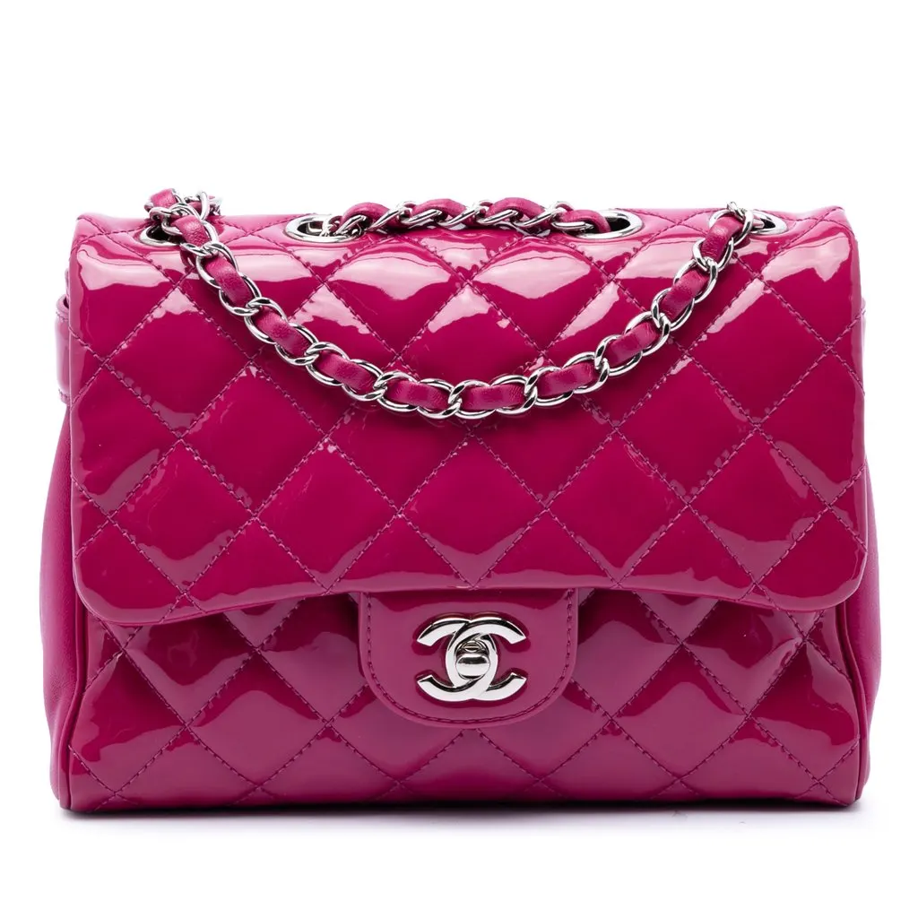 Chanel Medium CC Quilted Patent Double Compartment Flap Pink Leather Very good - Front View