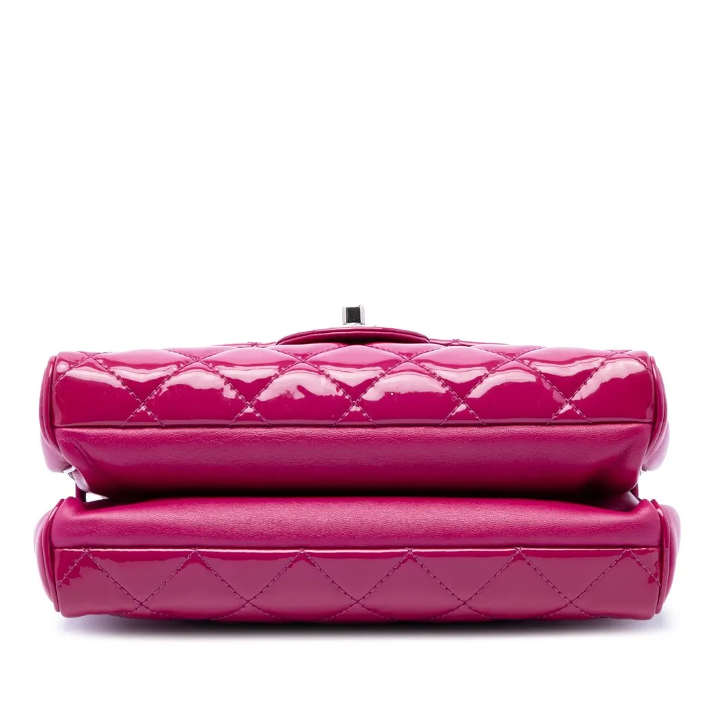 Chanel Medium CC Quilted Patent Double Compartment Flap Pink Leather Very good - Inside View
