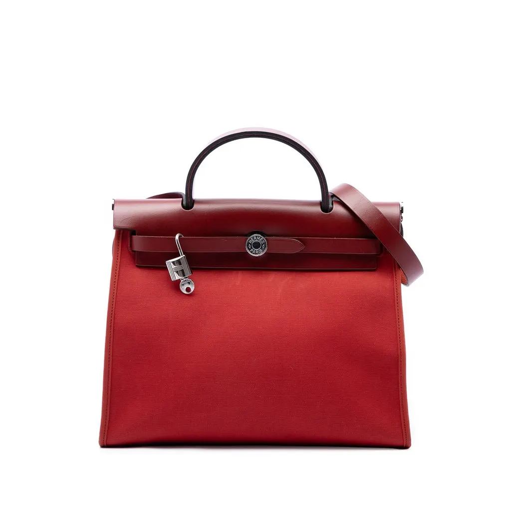 Hermès Toile Herbag Zip 31 Red Very good - Front View