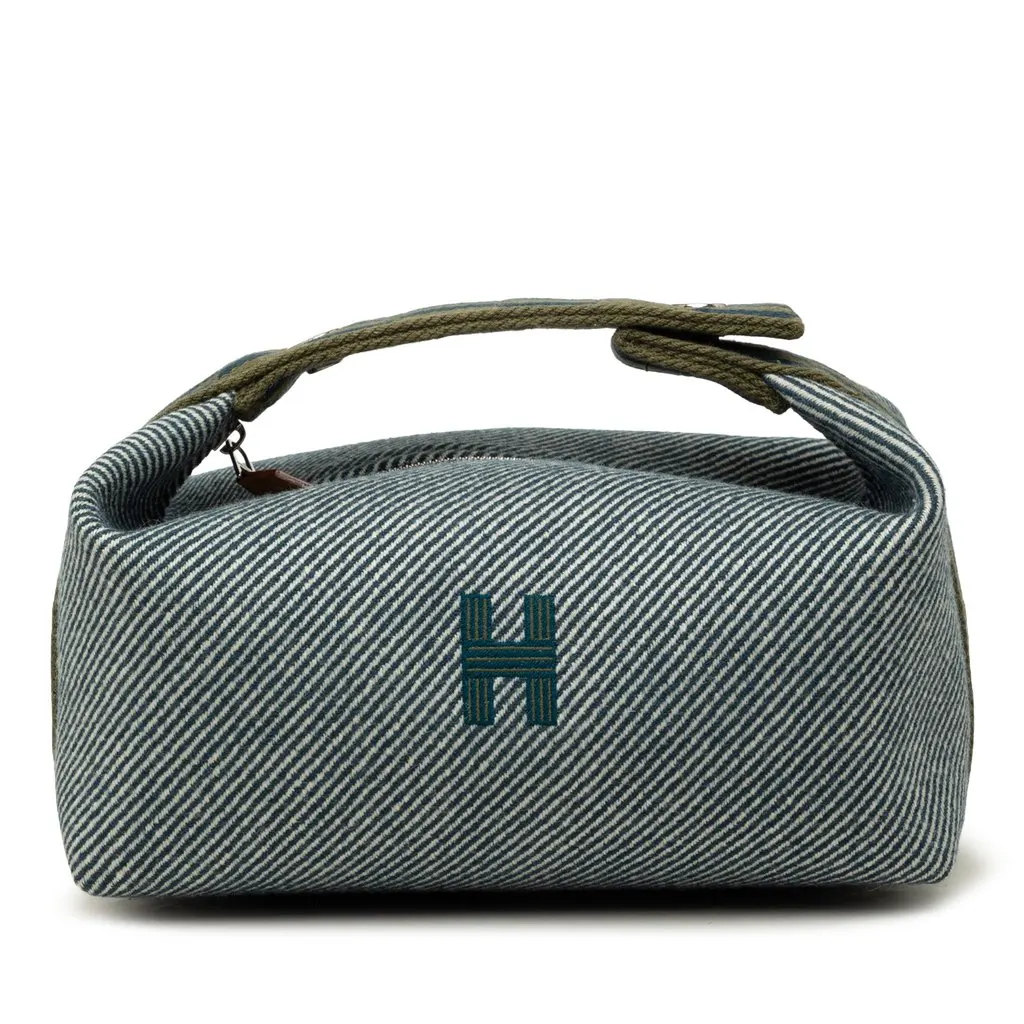 Hermès Small Wool Bride A Brac H Natte Case Blue Very good - Front View