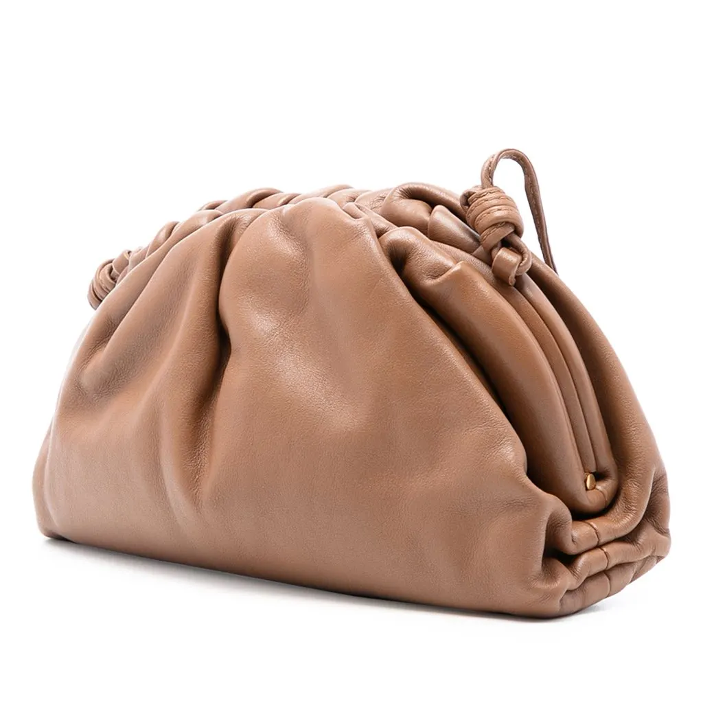Bottega Veneta Lambskin The Mini Pouch Crossbody Brown Leather Very good - Back View