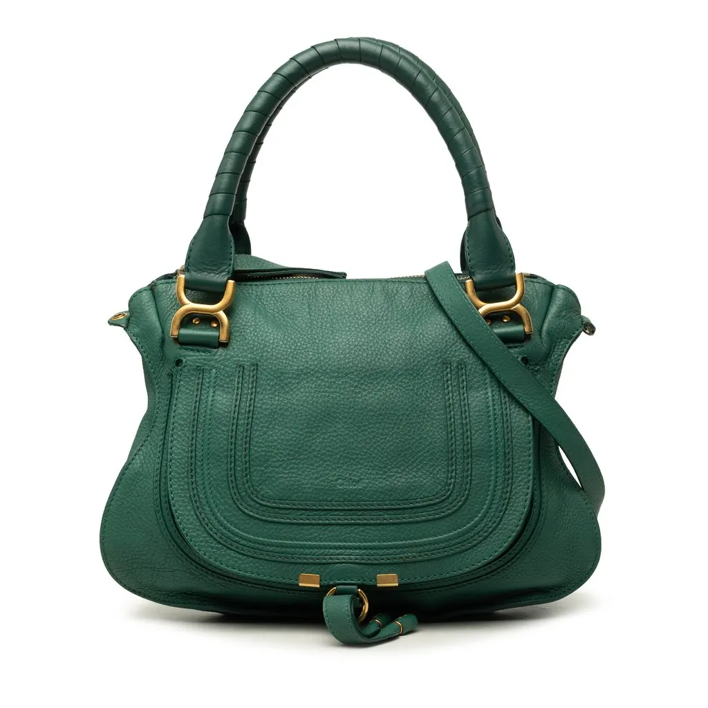 Chloé Medium Leather Marcie Satchel Green Leather Very good - Front View