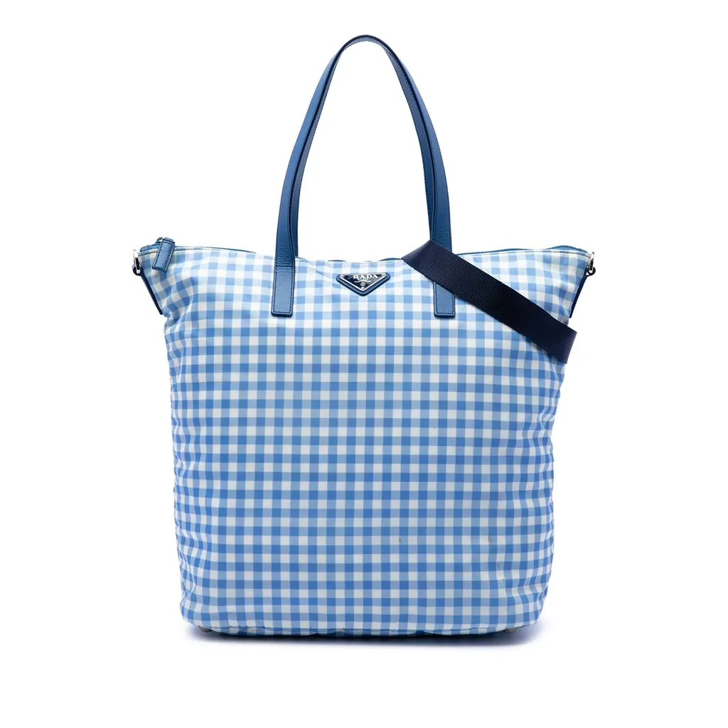 Prada Tessuto Stampato Satchel Blue Polyamide Very good - Front View