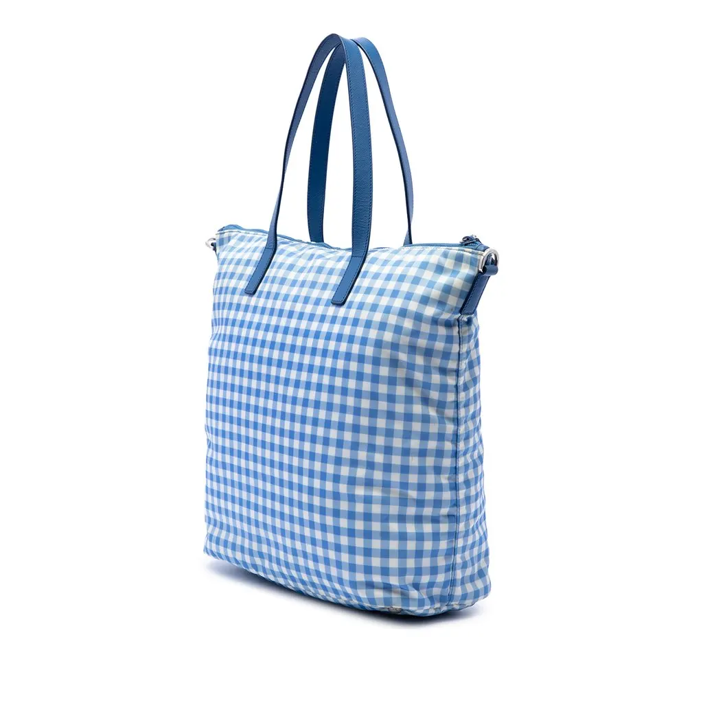 Prada Tessuto Stampato Satchel Blue Polyamide Very good - Back View