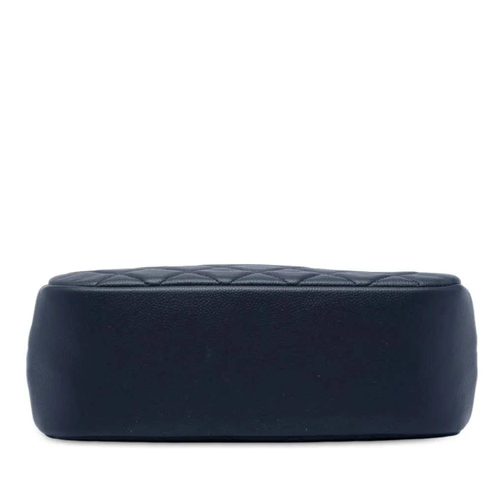 Chanel Large Quilted Caviar Curvy Cosmetic Pouch Blue Leather Very good - Inside View