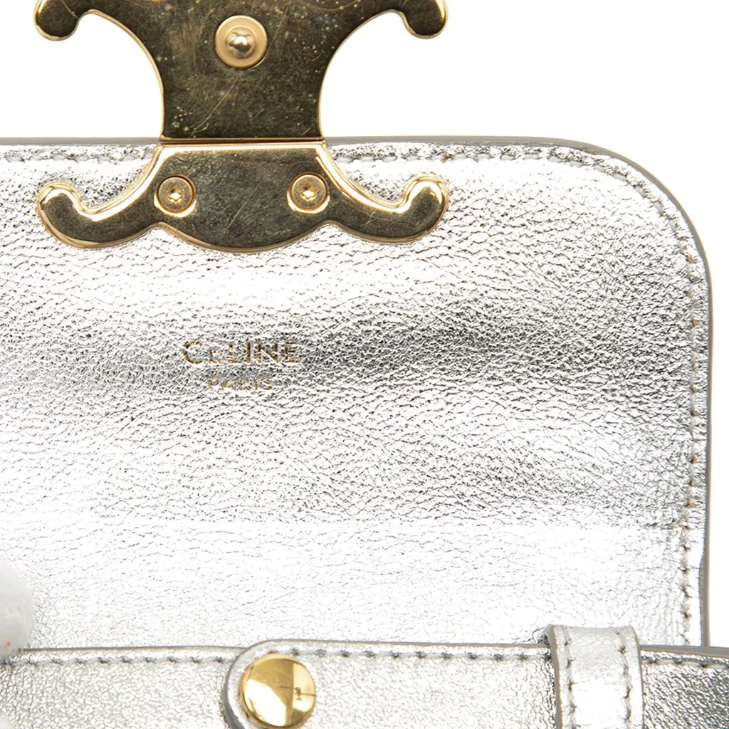 Celine Mini Triomphe Metallic Calfskin Claude Crossbody Silver Leather Good - Box View