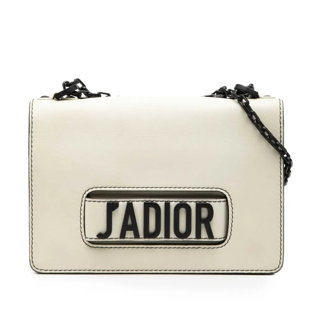 Dior Medium Calfskin JAdior Chain Flap White Leather Very good - Front View