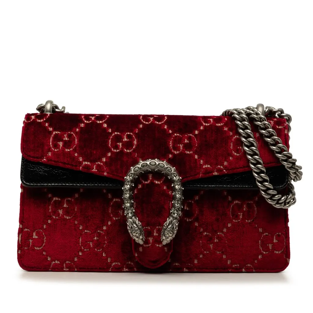 Gucci Medium GG Velvet Dionysus Crossbody Red Velvet Good - Front View