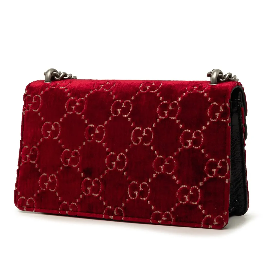 Gucci Medium GG Velvet Dionysus Crossbody Red Velvet Good - Back View