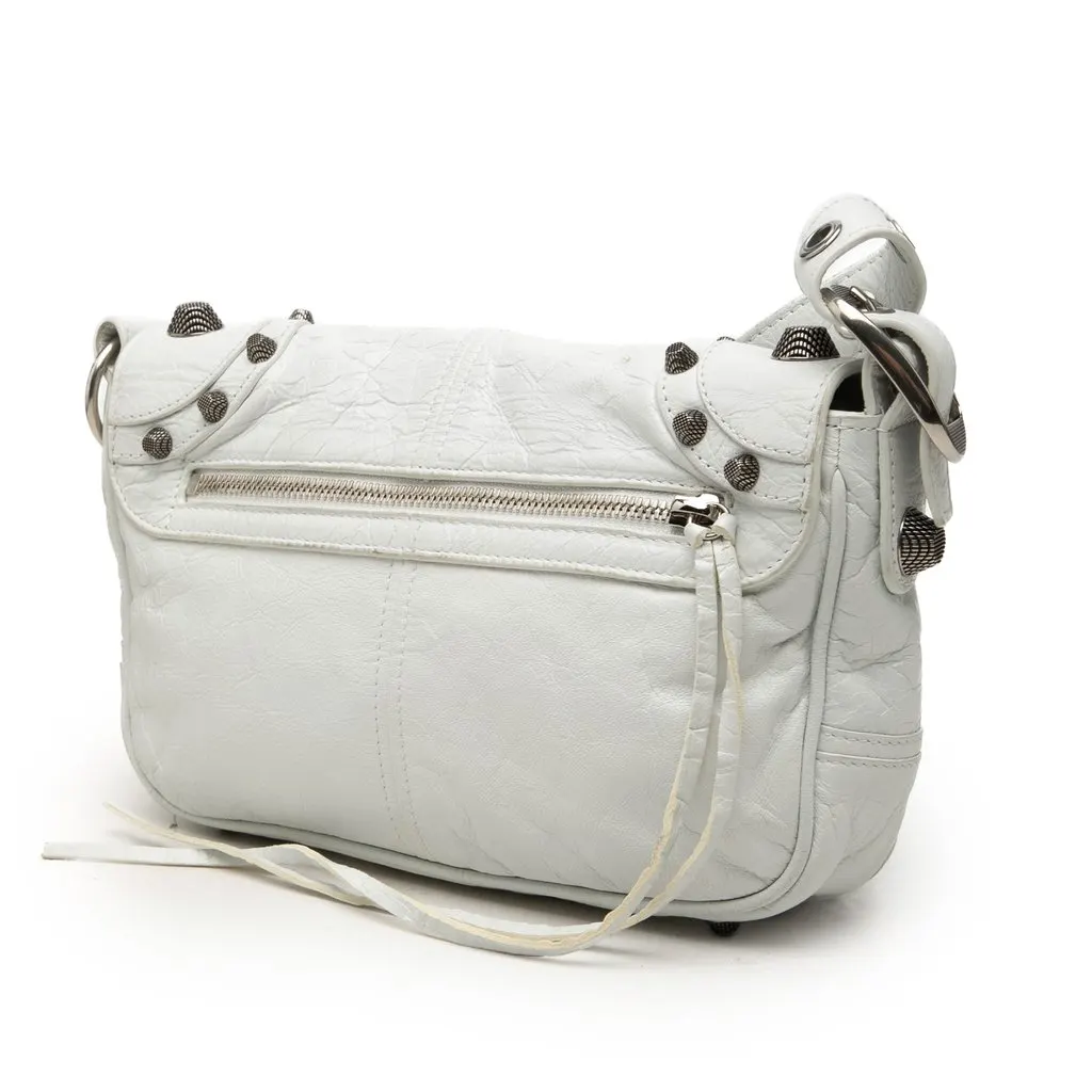 Balenciaga Lambskin Le Cagole DIY Metal Flap XS White Leather Good - Back View