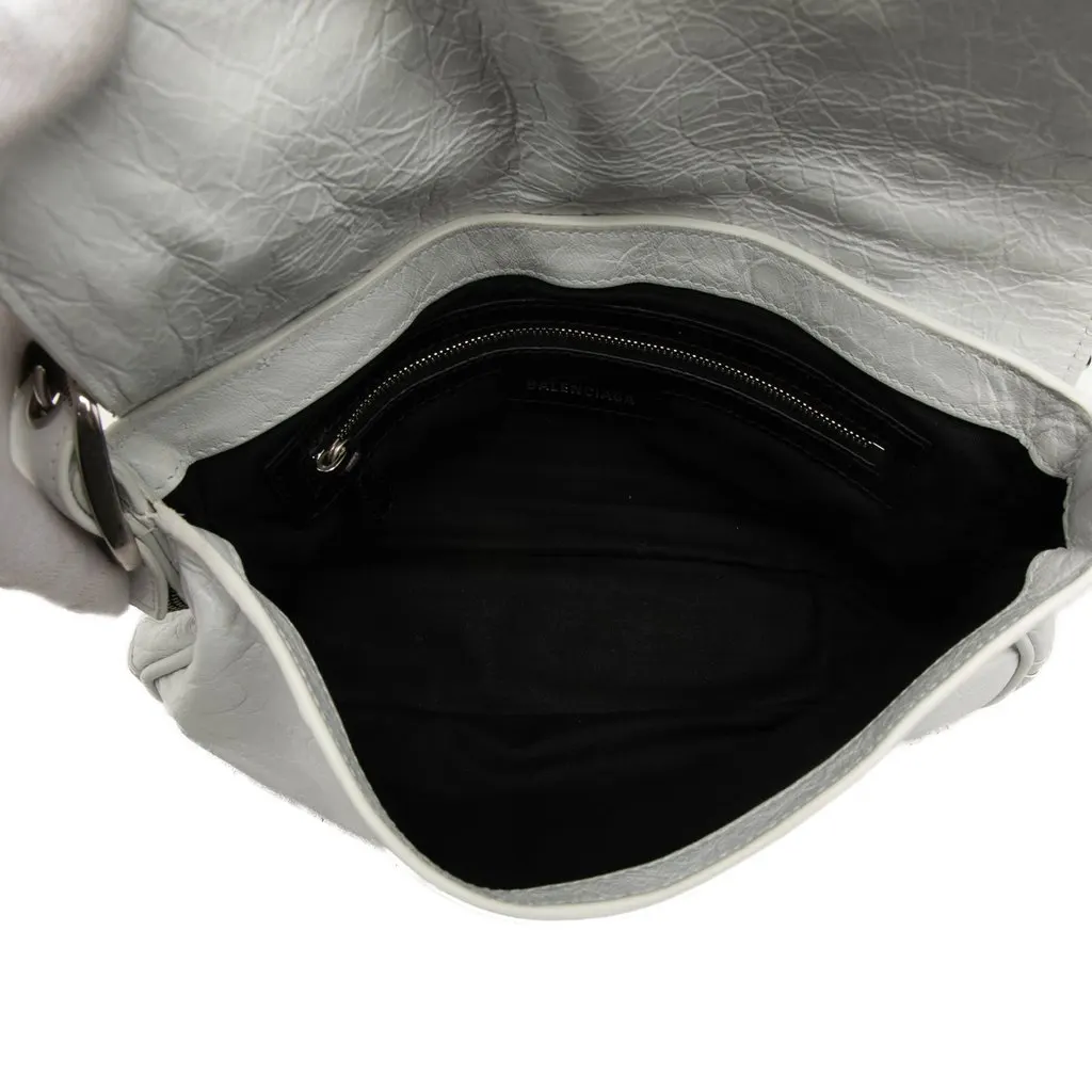 Balenciaga Lambskin Le Cagole DIY Metal Flap XS White Leather Good - Model View