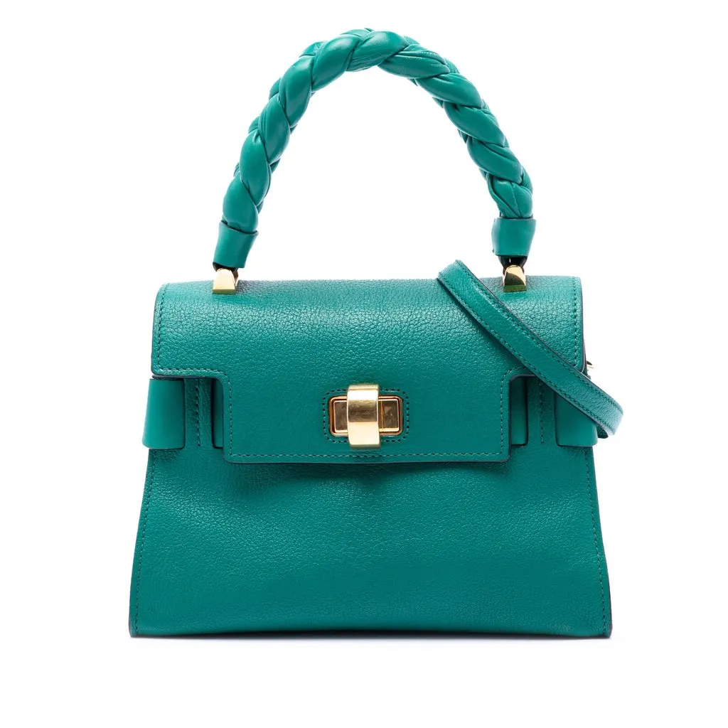 Miu Miu Mini Goatskin Madras Click Top Handle Bag Blue Leather Very good - Front View