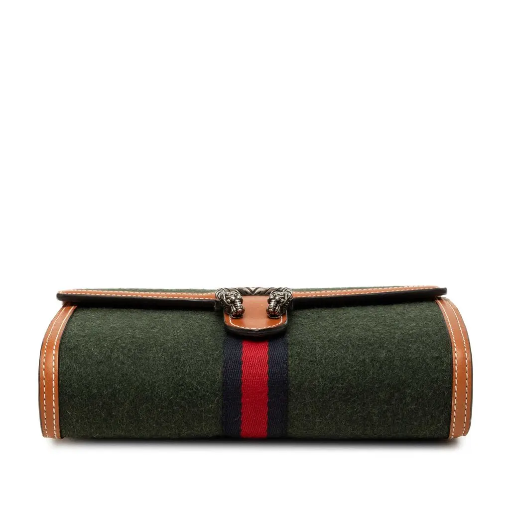 Gucci Wool Web Dionysus Wallet on Chain Green Wool Very good - Inside View