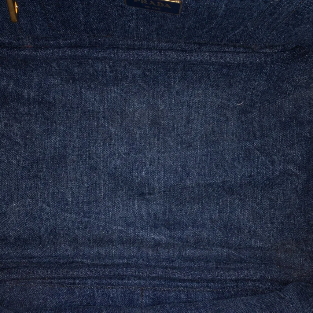 Prada Denim Canapa Logo Tote Blue Denim Good - Model View