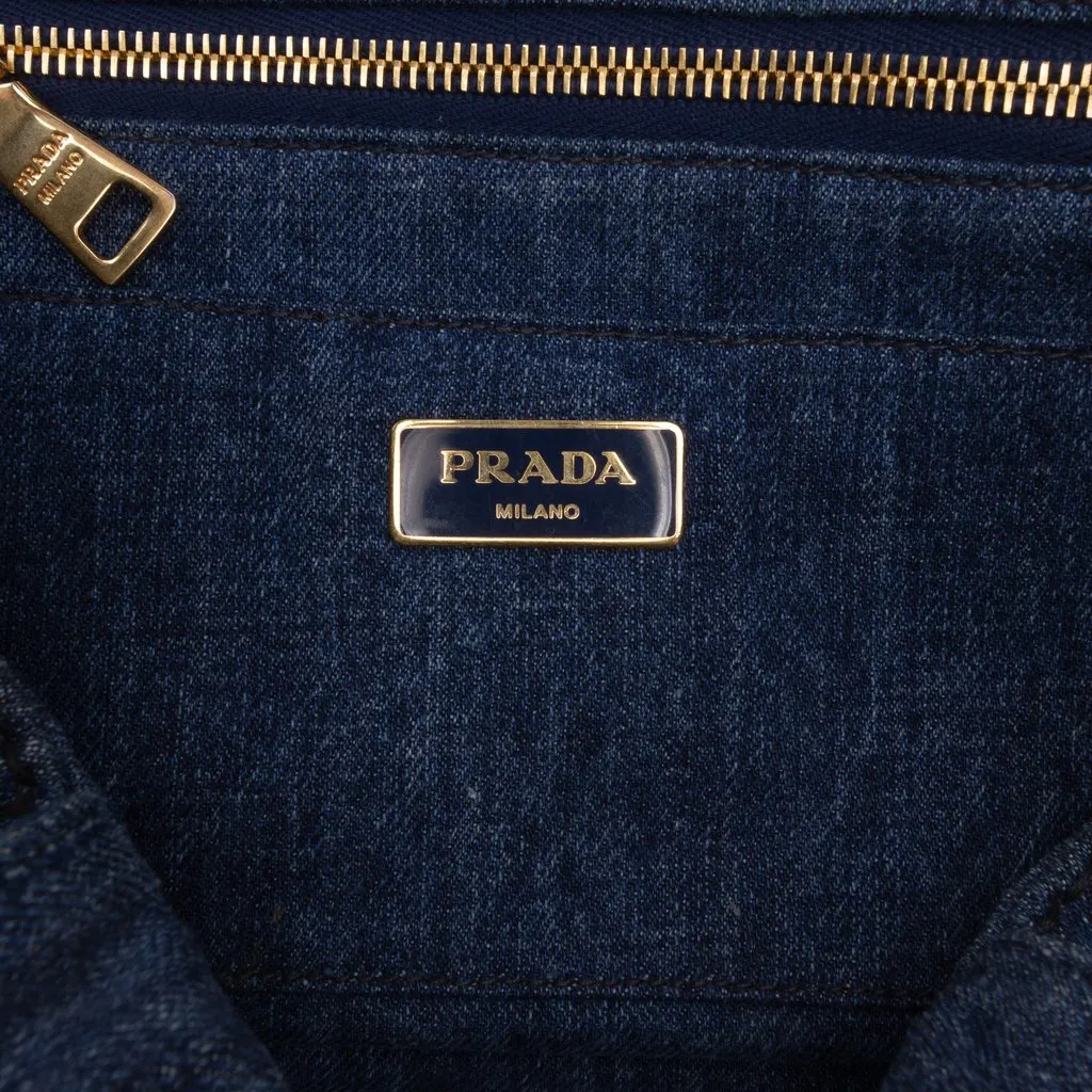 Prada Denim Canapa Logo Tote Blue Denim Good - Box View