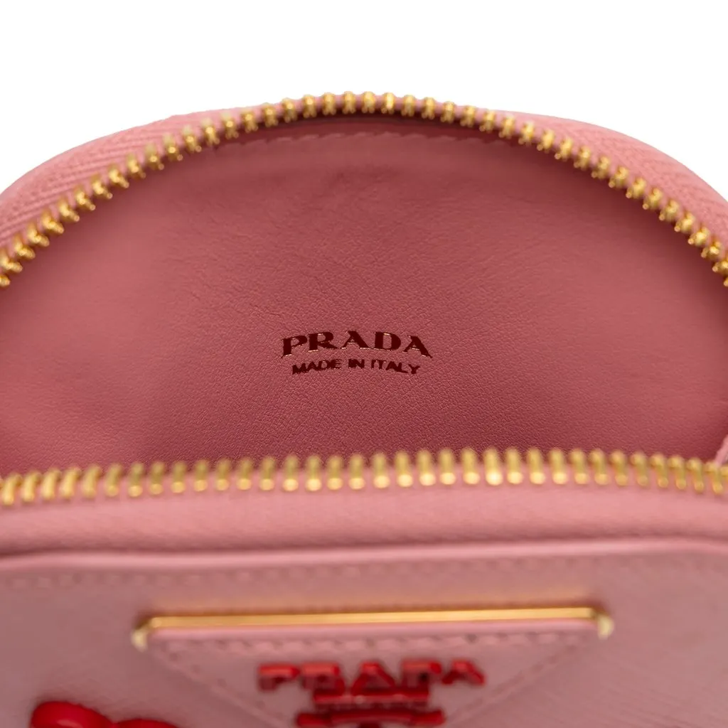 Prada Embellished Saffiano Lux Phone Pouch Pink Leather Good - Box View