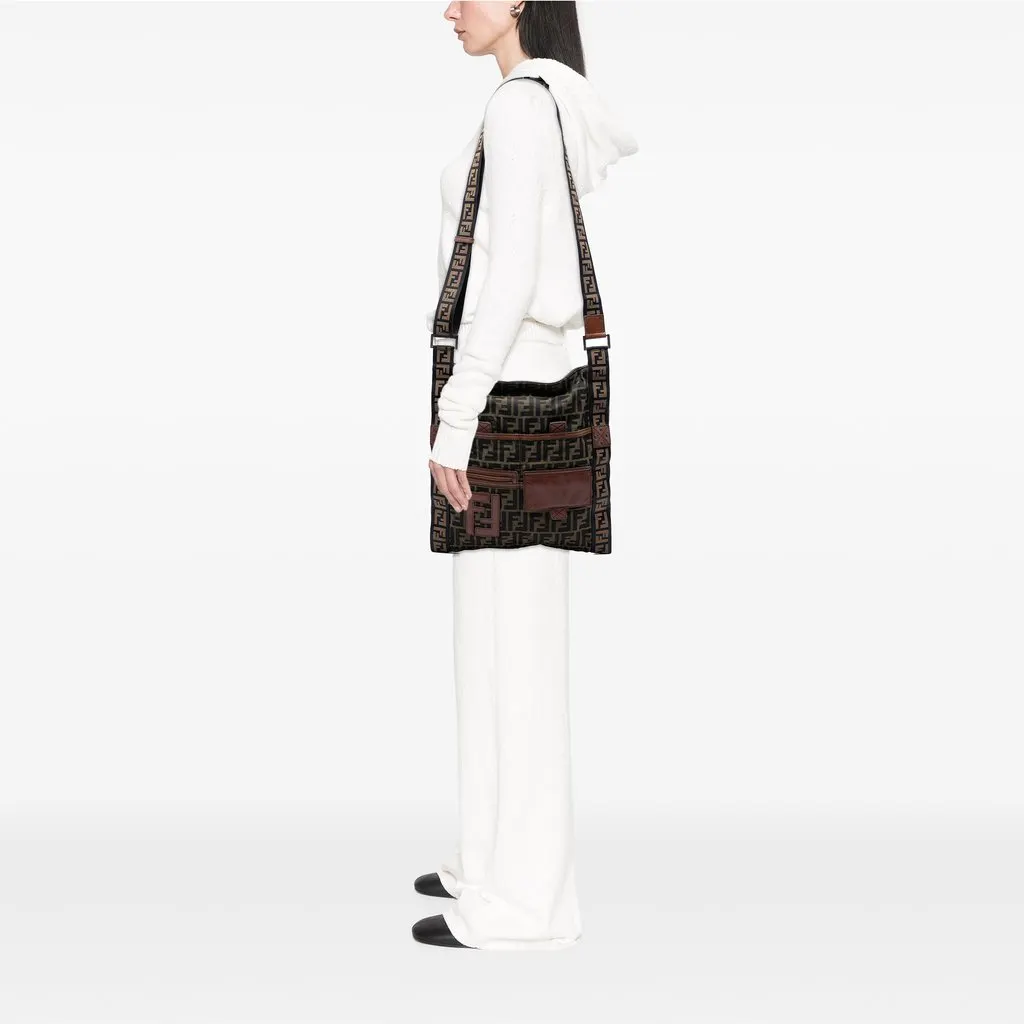 Fendi Zucca Canvas FF Flat Messenger Bag Brown Very good - Box View