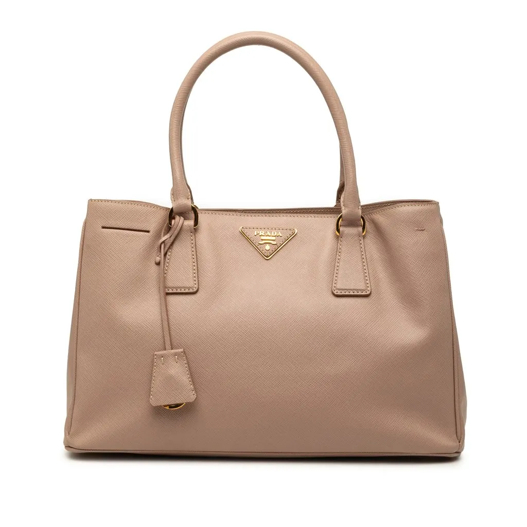 Prada Large Saffiano Lux Galleria Satchel Brown Leather Very good - Front View
