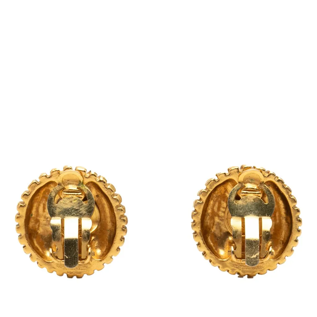 Chanel Gold Plated CC Sunburst Clip On Earrings Gold Metal Very good - Back View