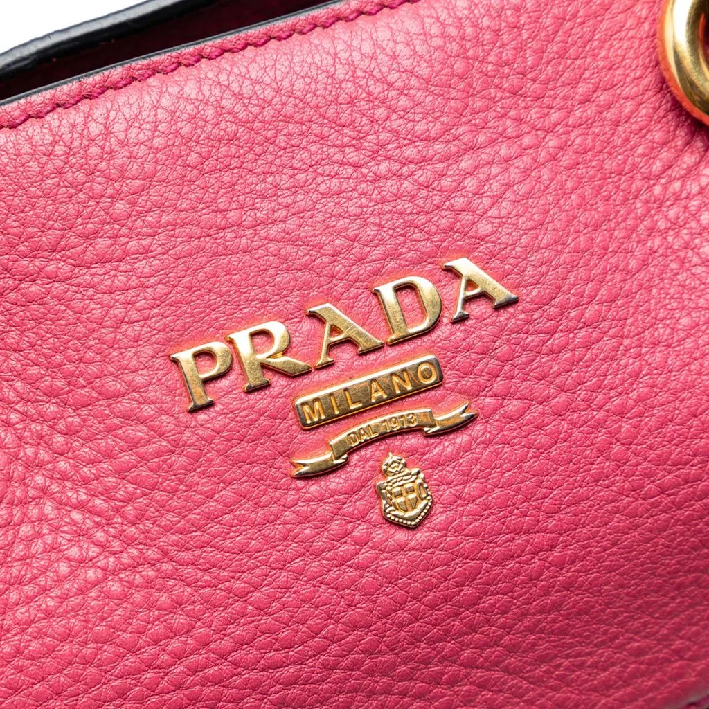Prada Vitello Daino Open Convertible Tote Pink Leather Very good - Box View