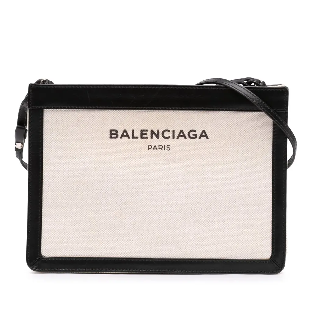 Balenciaga Canvas Navy Pochette Crossbody White Canvas Very good - Front View